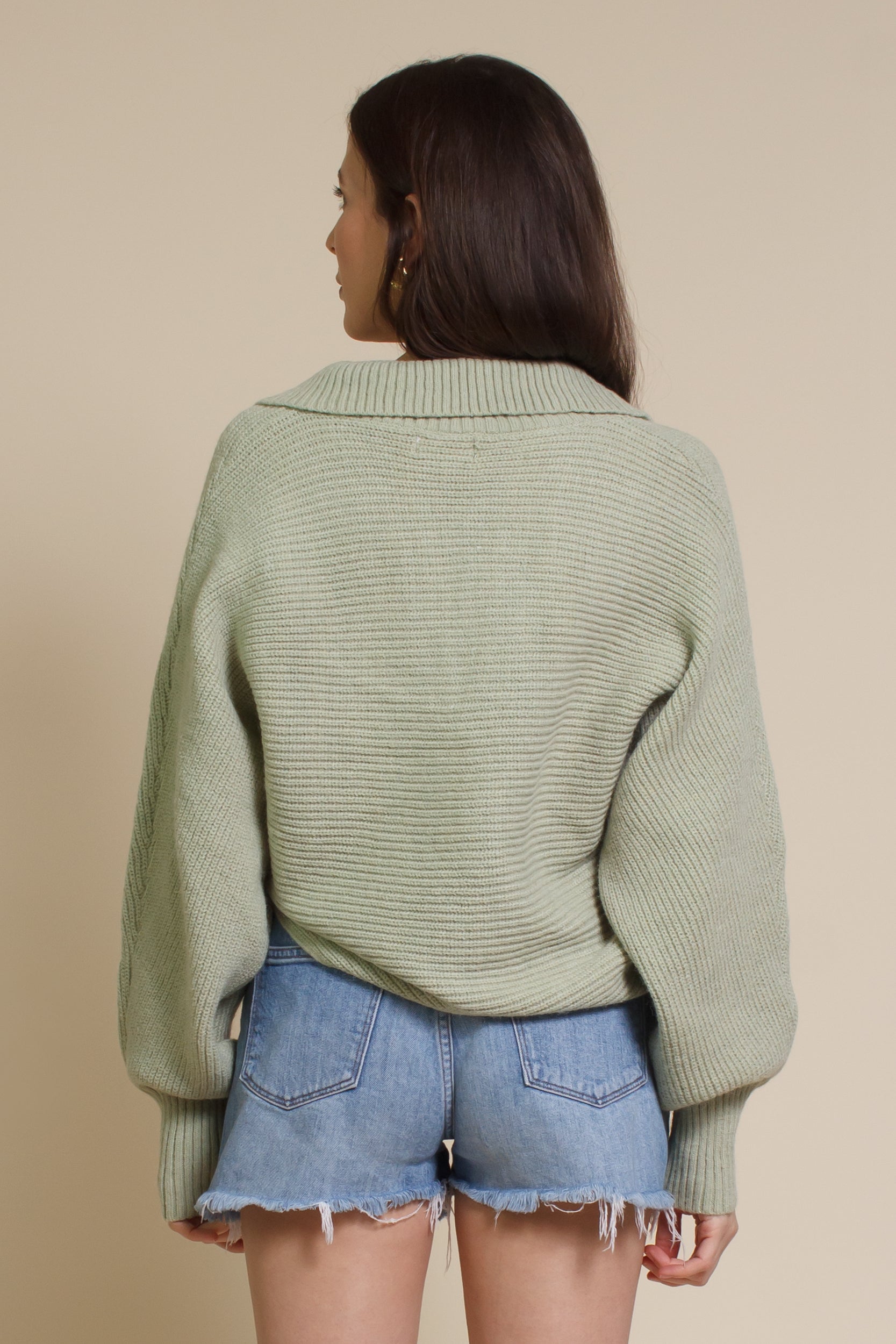 Mable collared sweater, in dusty sage.