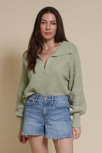 Mable collared sweater, in dusty sage.