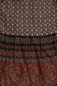 Olivaceous floral babydoll maxi dress, in Black/Brown.