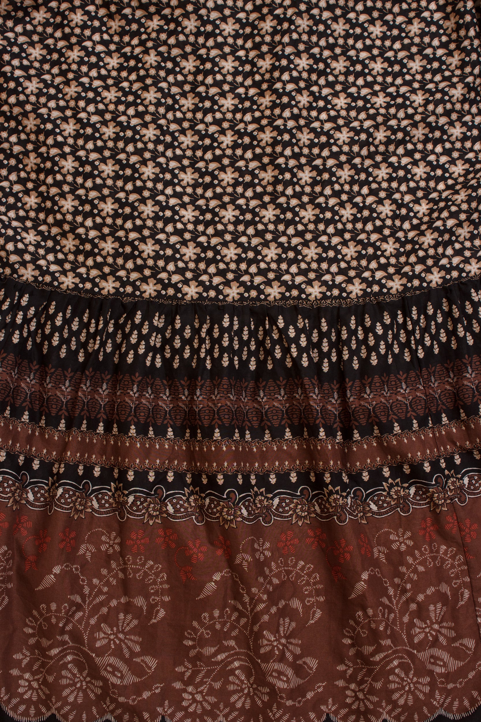 Olivaceous floral babydoll maxi dress, in Black/Brown.