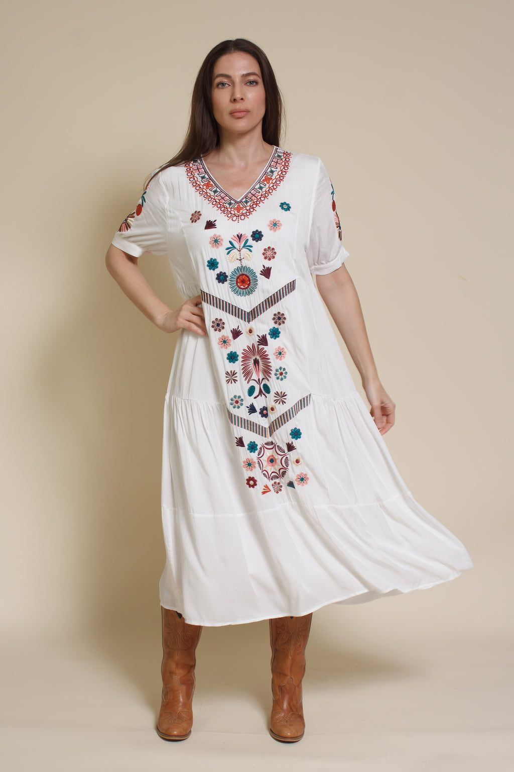 Cathleen Country Rose Print Tea Midi Tea Dress main image 1