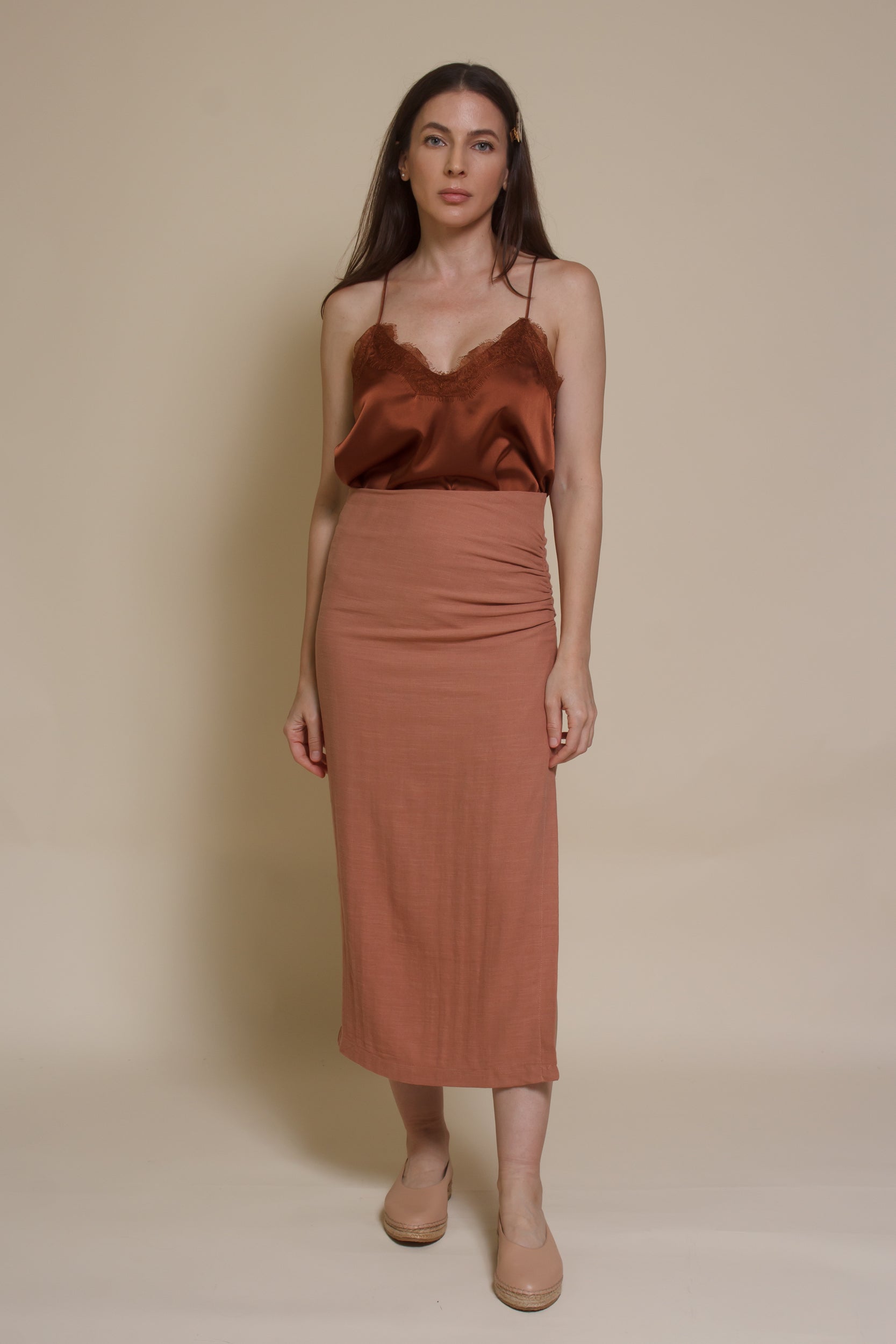Wishlist satin camisole with lace trim, in gucci.
