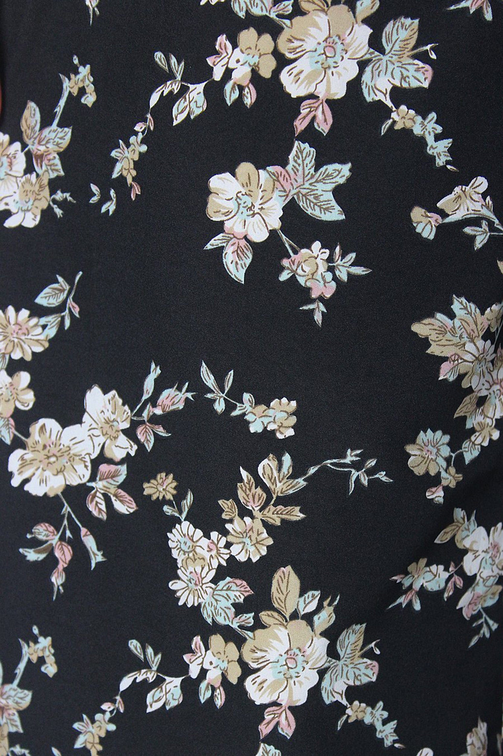 Black floral wide leg pants. Image 7