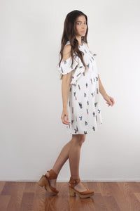 Cactus print mini dress, in white. Image 6