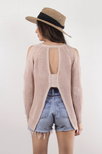 Cutout crewneck sweater, in blush.