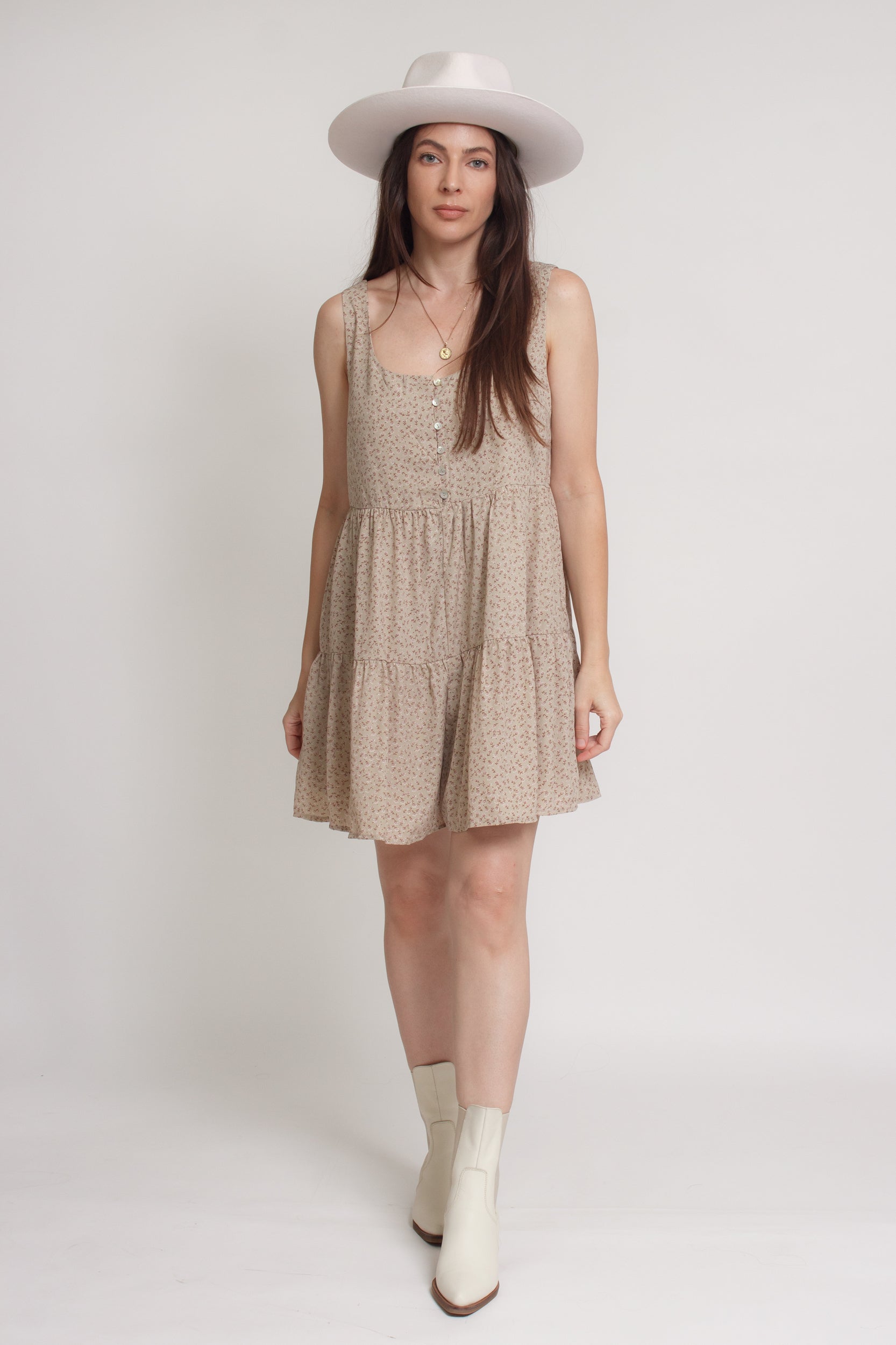 Floral romper, in olive. Image 11