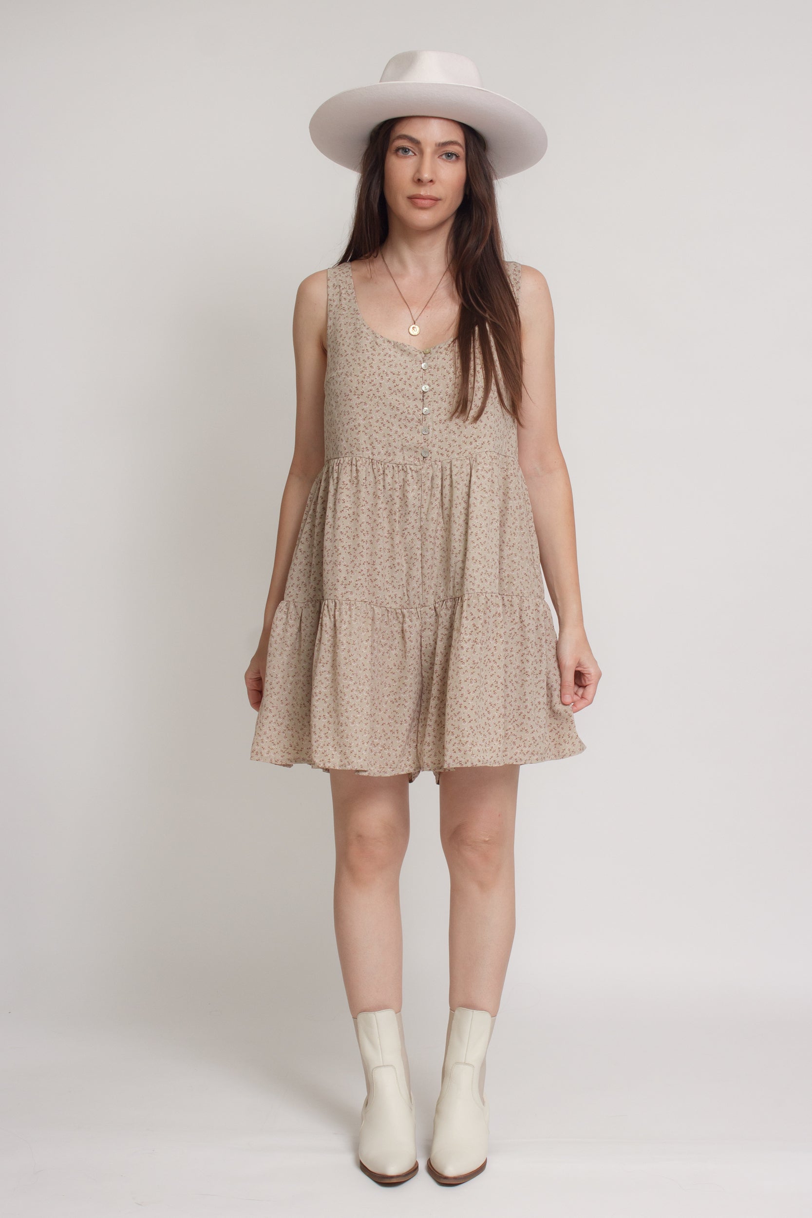 Floral romper, in olive. Image 13