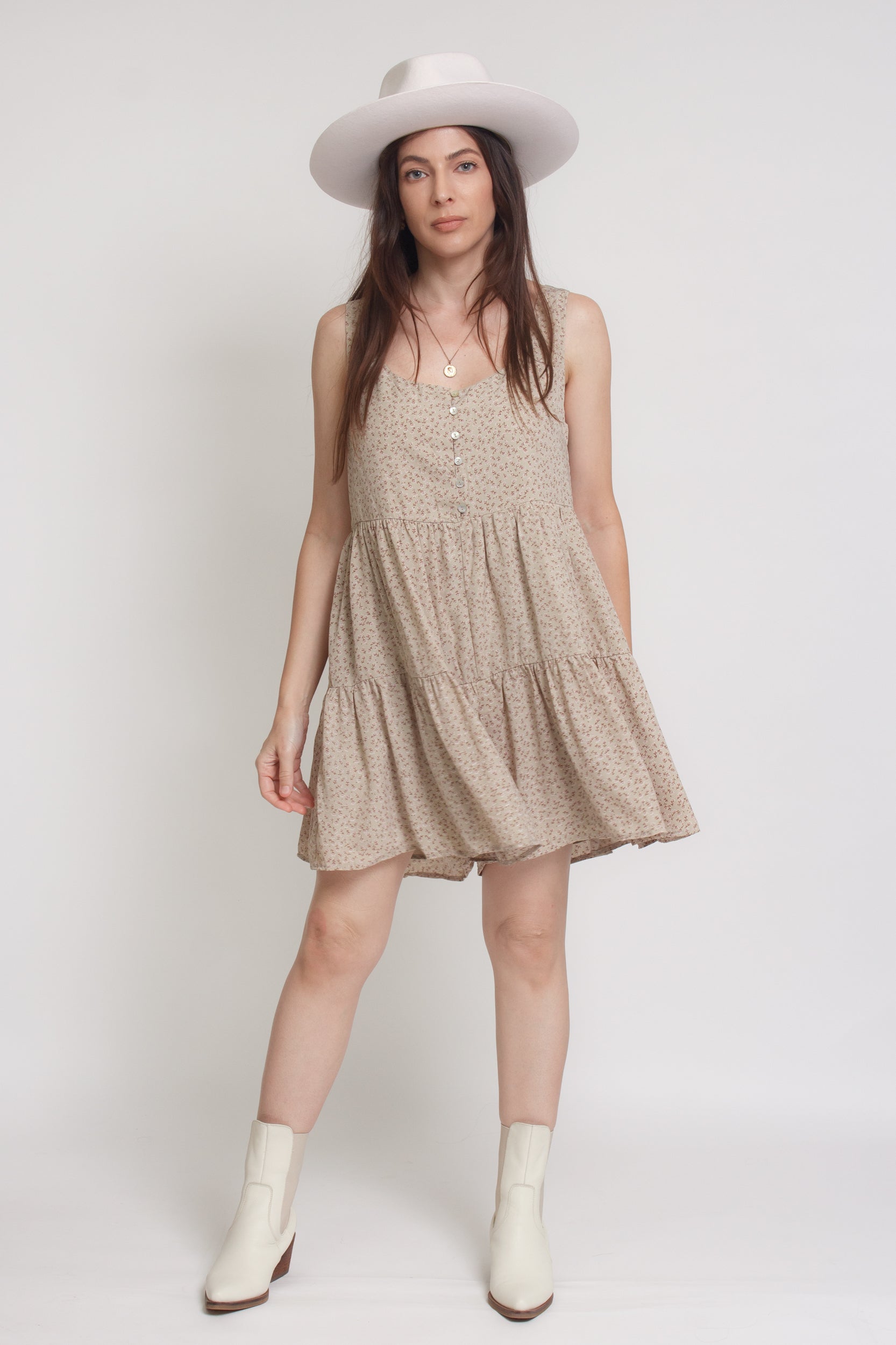 Floral romper, in olive. Image 17