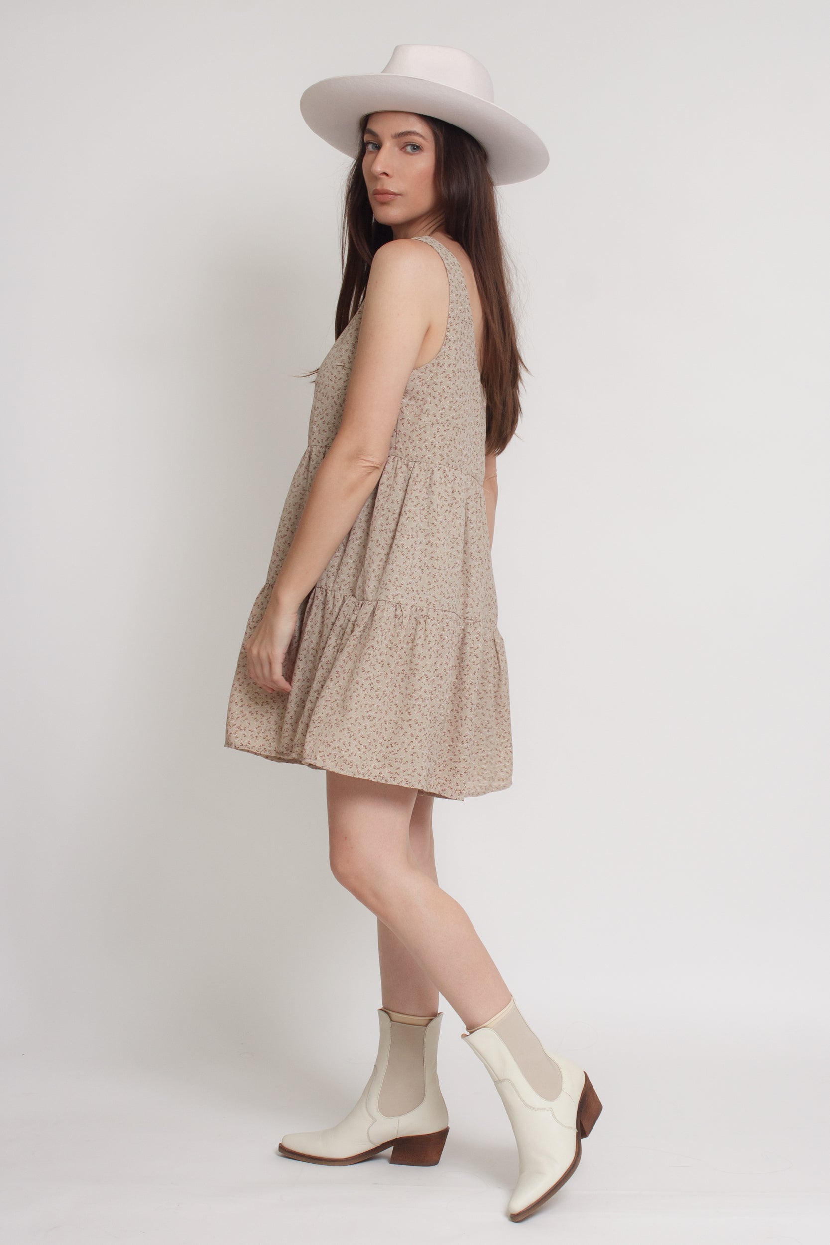 Floral romper, in olive. Image 4