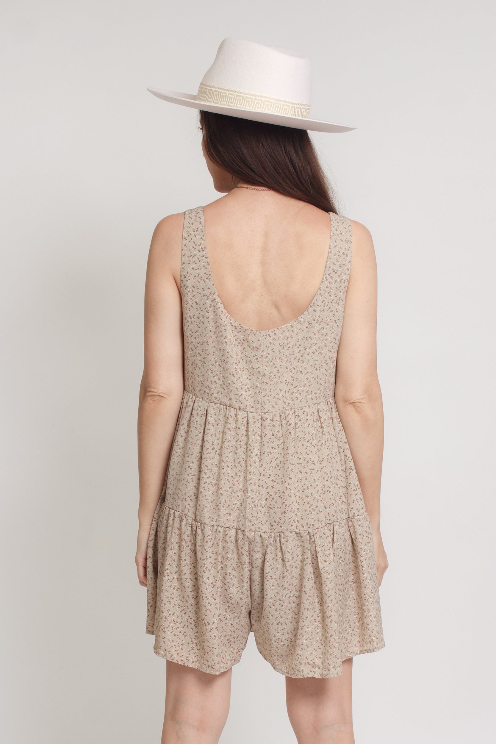 Floral romper, in olive. Image 5