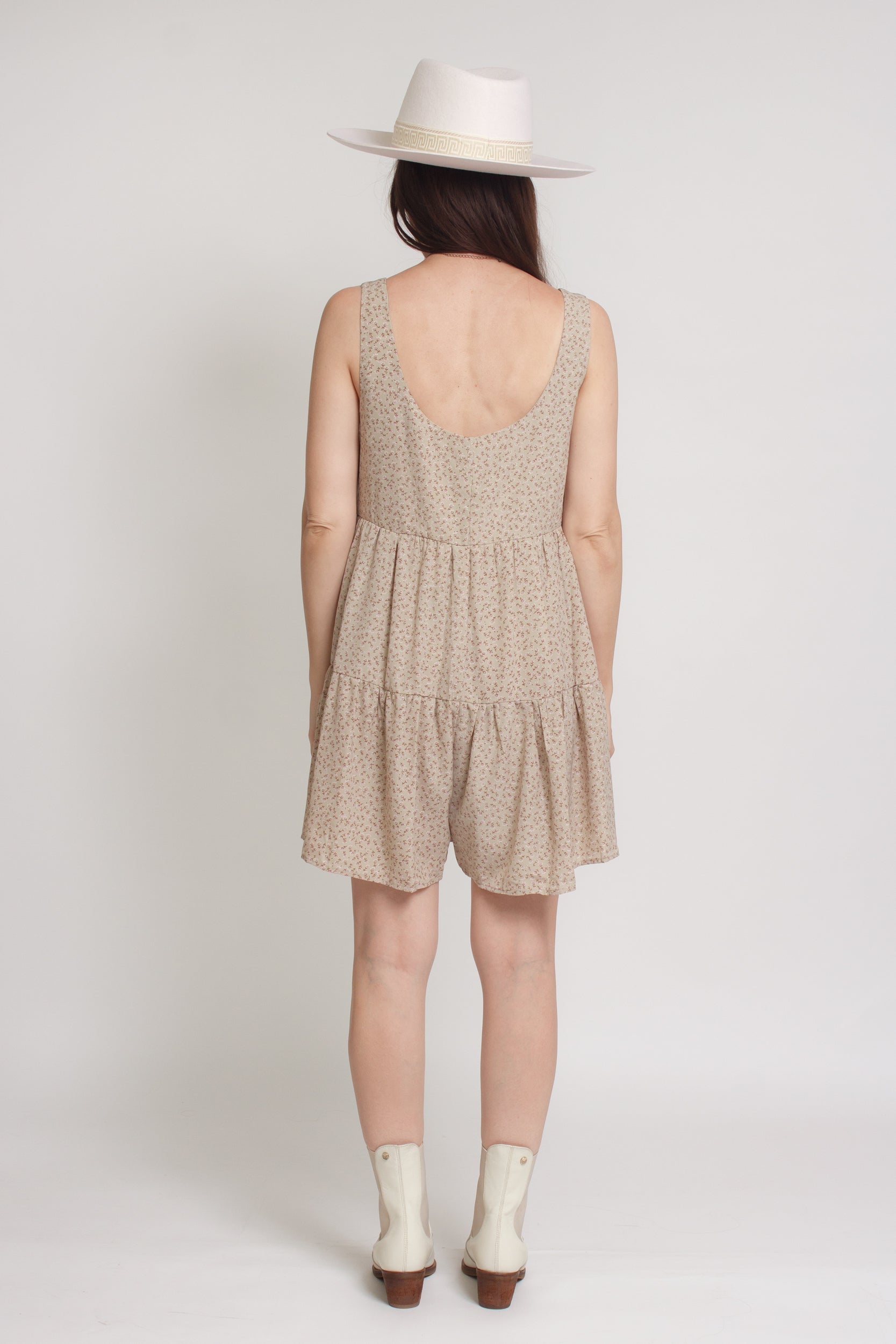 Floral romper, in olive. Image 6