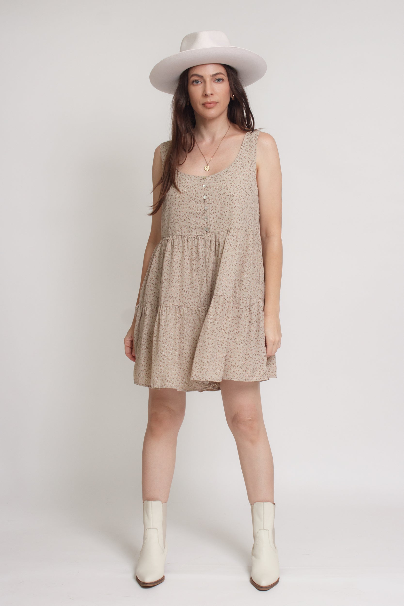 Floral romper, in olive. Image 8