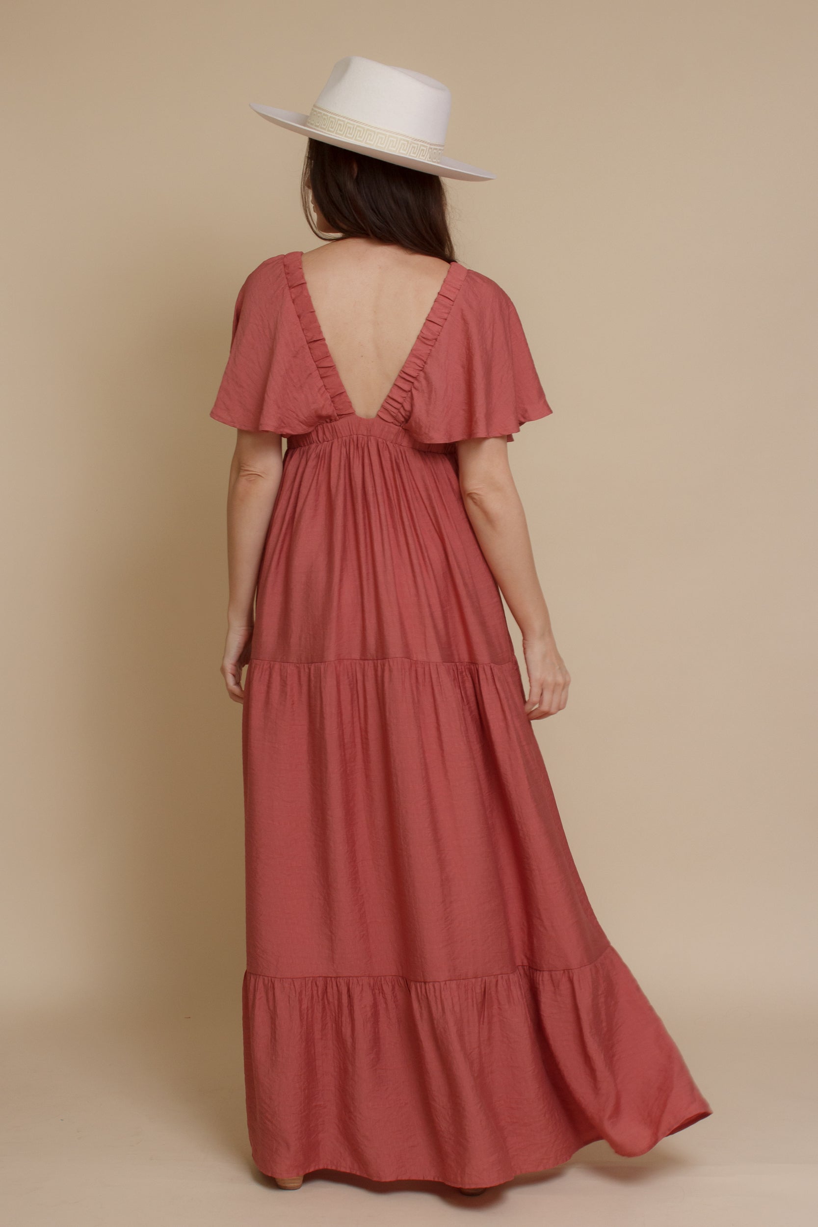 Flutter sleeve maxi dress, in sienna. Image 12