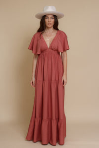 Flutter sleeve maxi dress, in sienna. Image 13