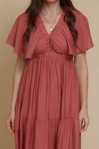 Flutter sleeve maxi dress, in sienna. Image 15