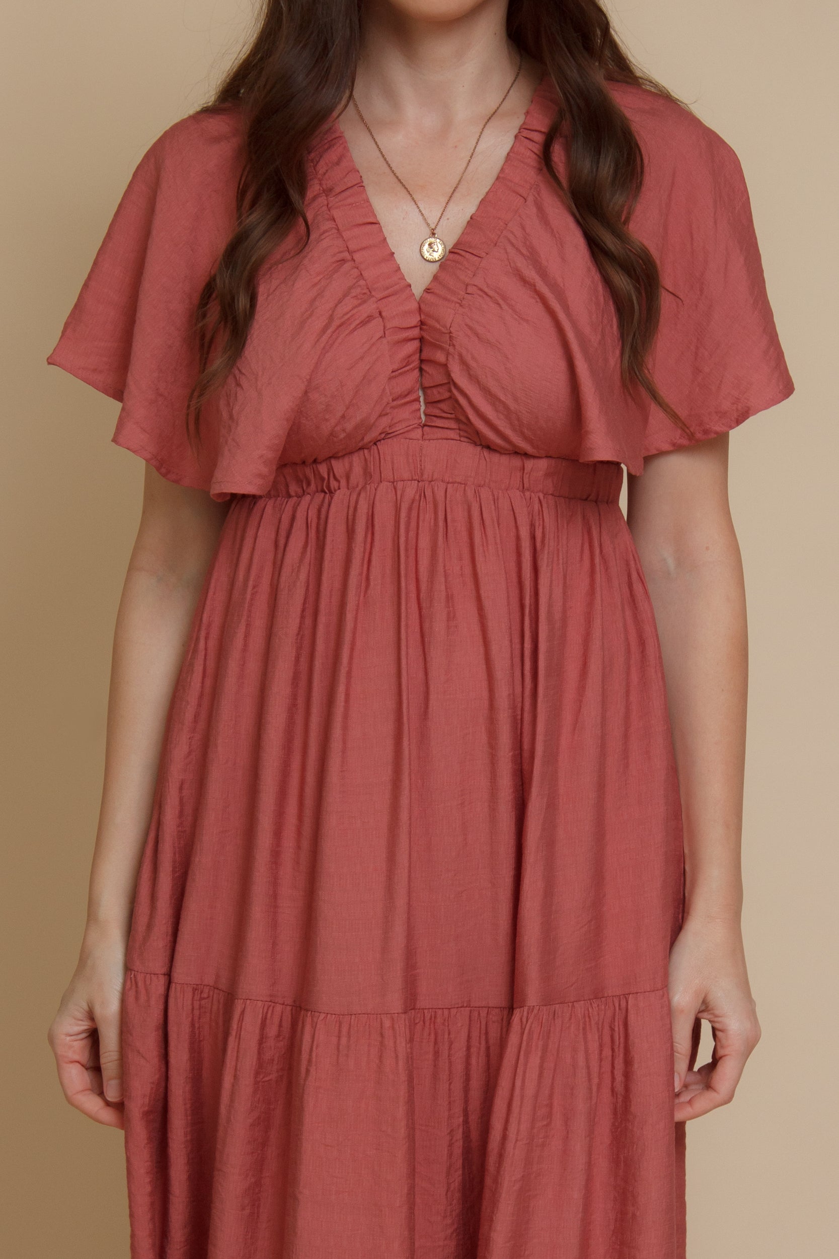 Flutter sleeve maxi dress, in sienna. Image 15