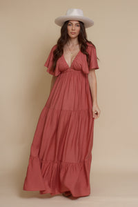 Flutter sleeve maxi dress, in sienna. Image 3