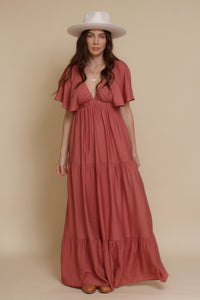 Flutter sleeve maxi dress, in sienna. Image 7