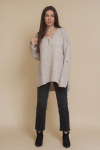 Henley sweater, in eggshell. Image 11
