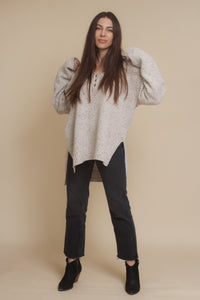Henley sweater, in eggshell. Image 8