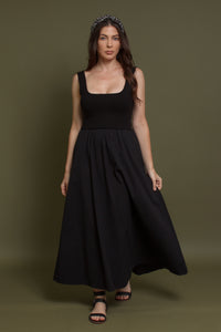 Contrast knit maxi dress, in black. Image 16