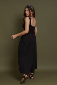 Contrast knit maxi dress, in black. Image 17