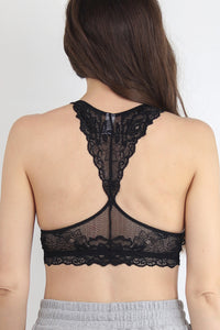 Lace racer back bralette, in Black. Image 2