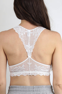 Lace racer back bralette, in Ivory.