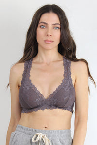 Lace racer back bralette, in Midnight.