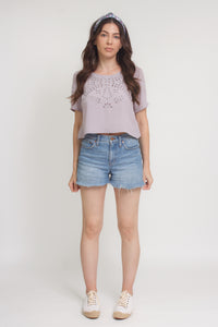 Eyelet cropped blouse, in Lilac. Image 11