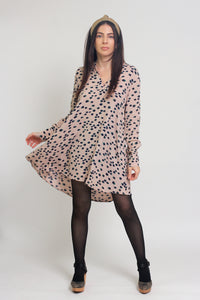 Polka dot shirt dress, in almond mix. Image 16