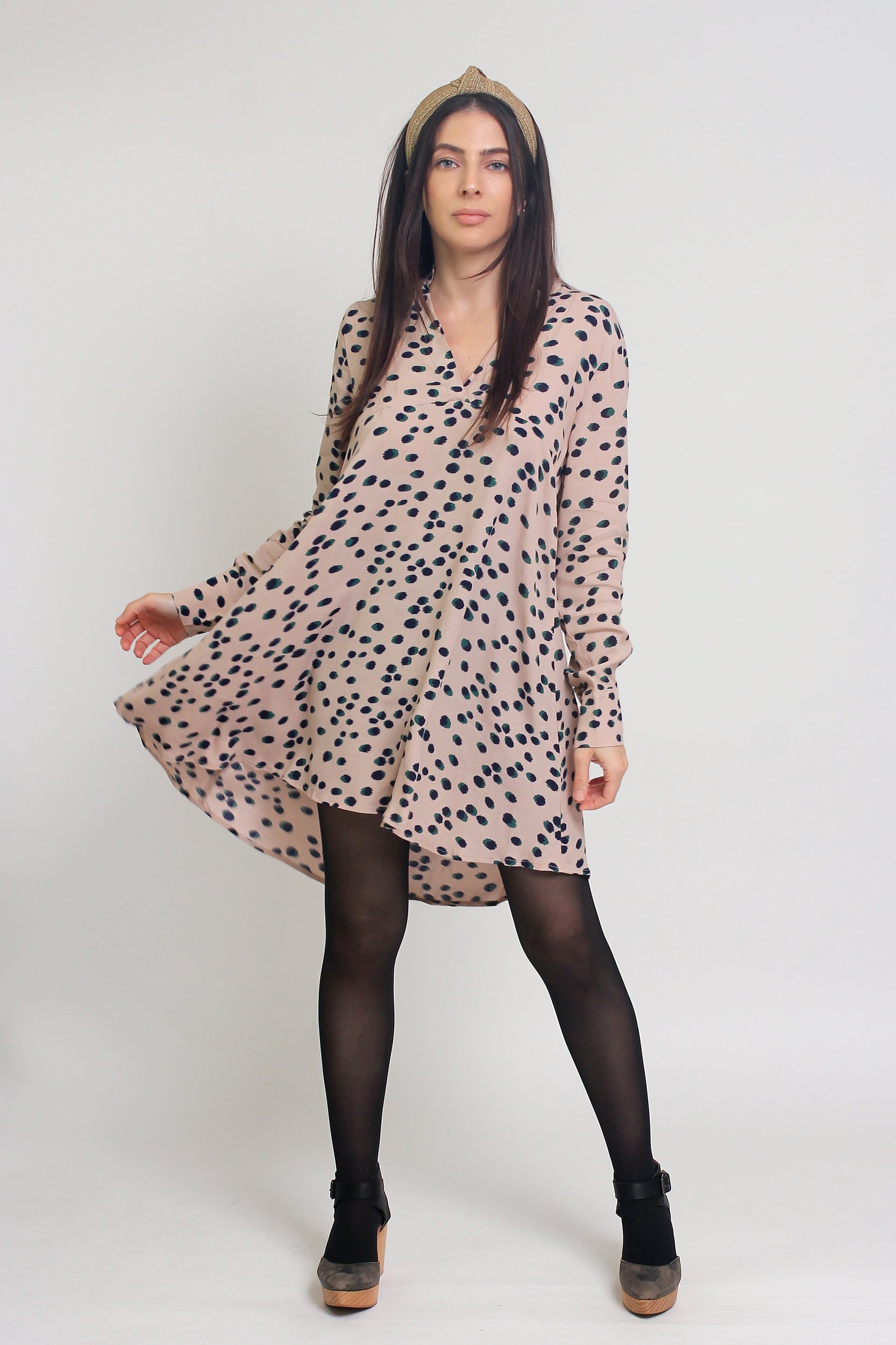 Polka dot shirt dress, in almond mix. Image 16