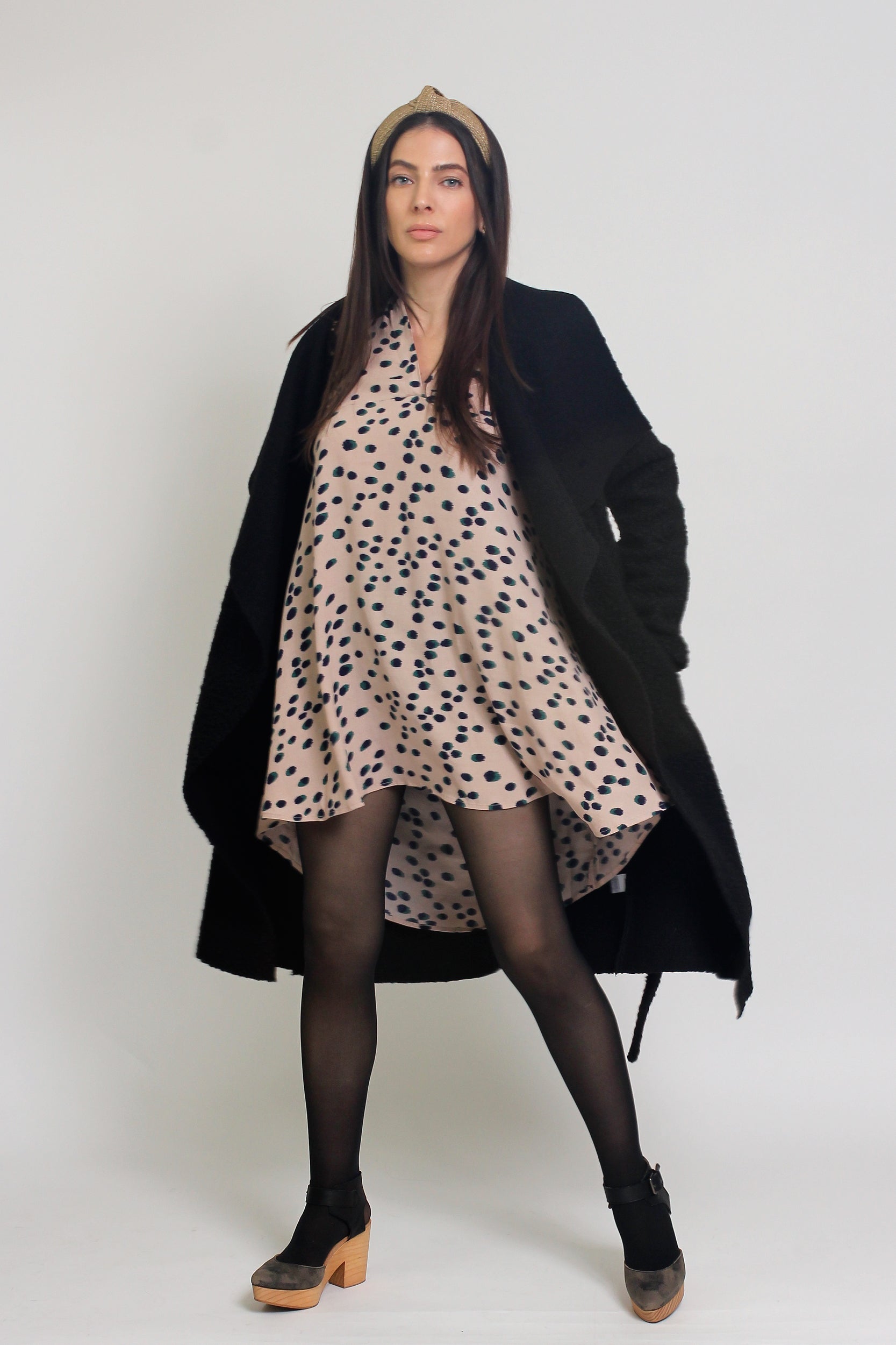 Polka dot shirt dress, in almond mix. Image 17