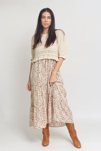 Jacquard sweater top with puff sleeves, in natural. Image 4