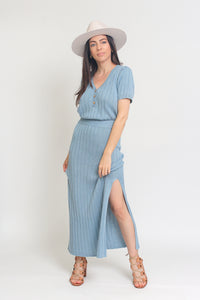 Knit midi skirt set, in Pearl Blue. Image 5