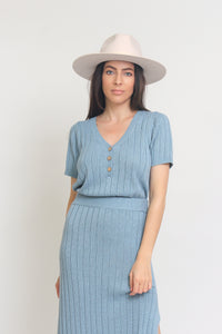 Knit midi skirt set, in Pearl Blue. Image 7