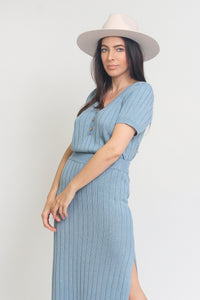 Knit midi skirt set, in Pearl Blue. Image 9