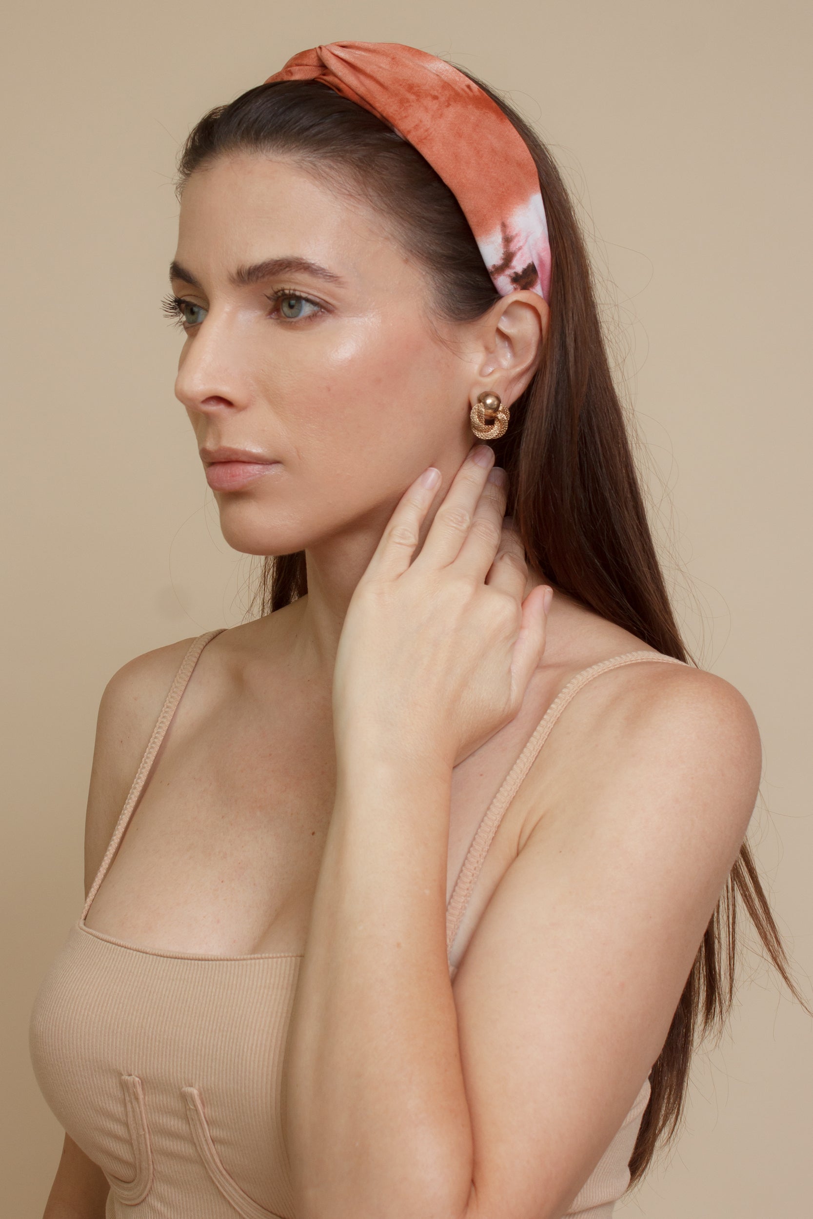 Tie dye headband, in sunset. Image 2