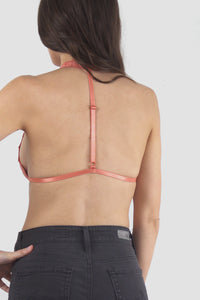 Triangle lace halter bralette, in brick. Image 2