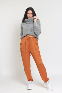 Chunky turtleneck sweater with zipper sleeves, in black/grey. Image 8