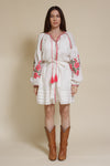 Ark & Co floral embroidered linen mini dress, in white.