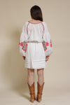 Ark & Co floral embroidered linen mini dress, in white.