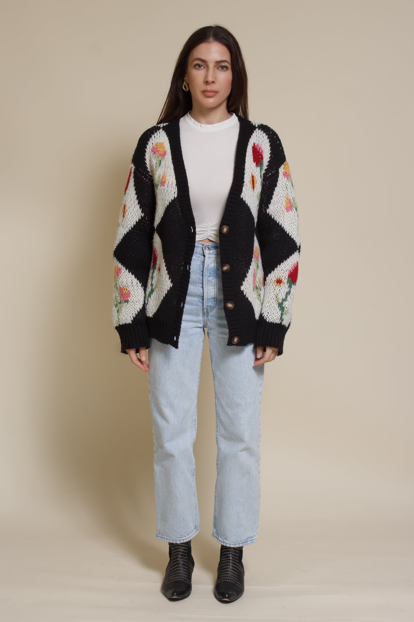 【danbo♡】Rose flower motif cardigan Pink Floral Cardigan - Etsy