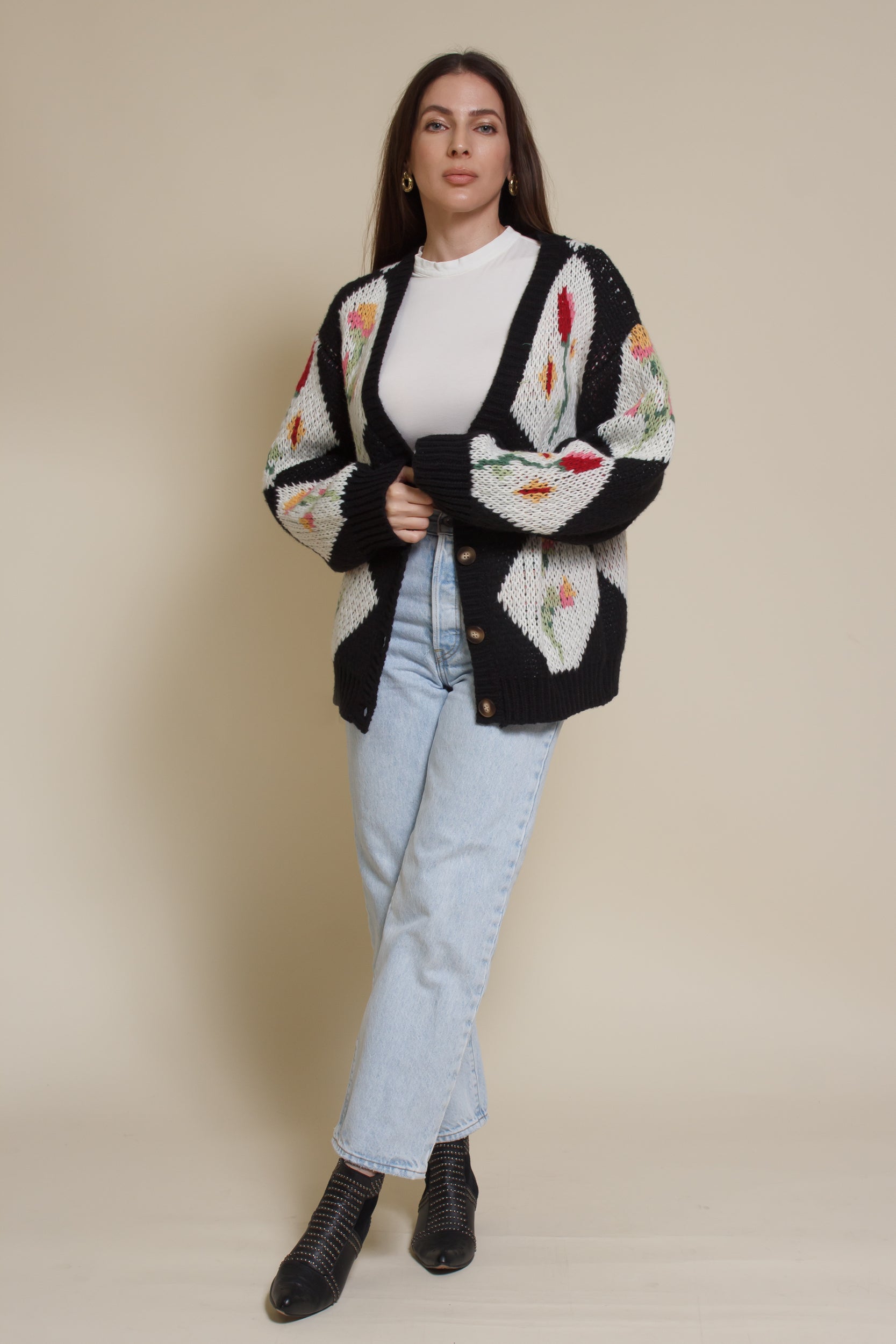 Bailey Rose Diamond Floral Cardigan-Black – Franklin Sunset