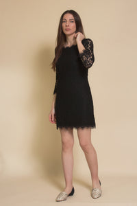 Slim fit lace mini dress, in black.