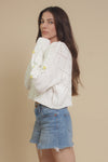 Blue Blush floral embroidered cardigan, in off white.