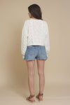 Blue Blush floral embroidered cardigan, in off white.