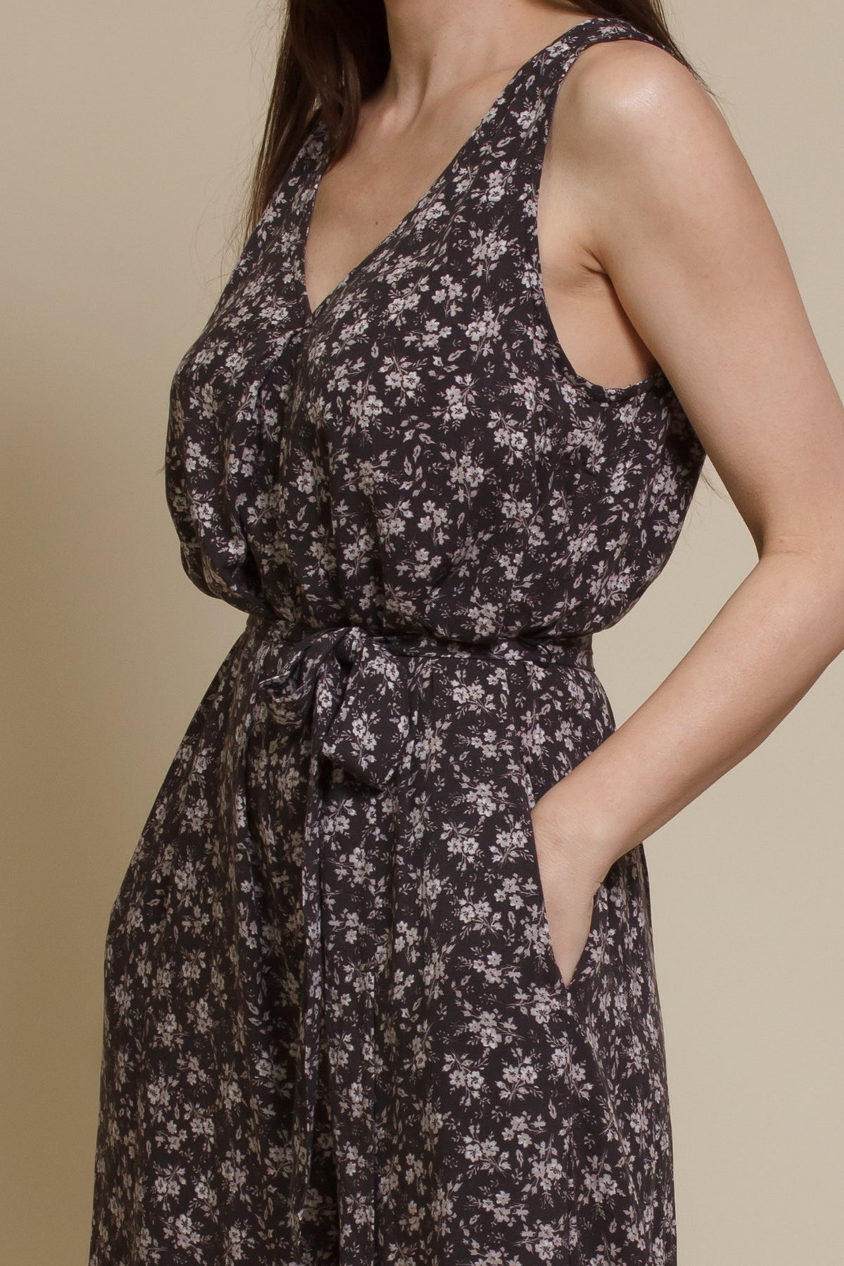 Calista floral jumpsuit, in black.