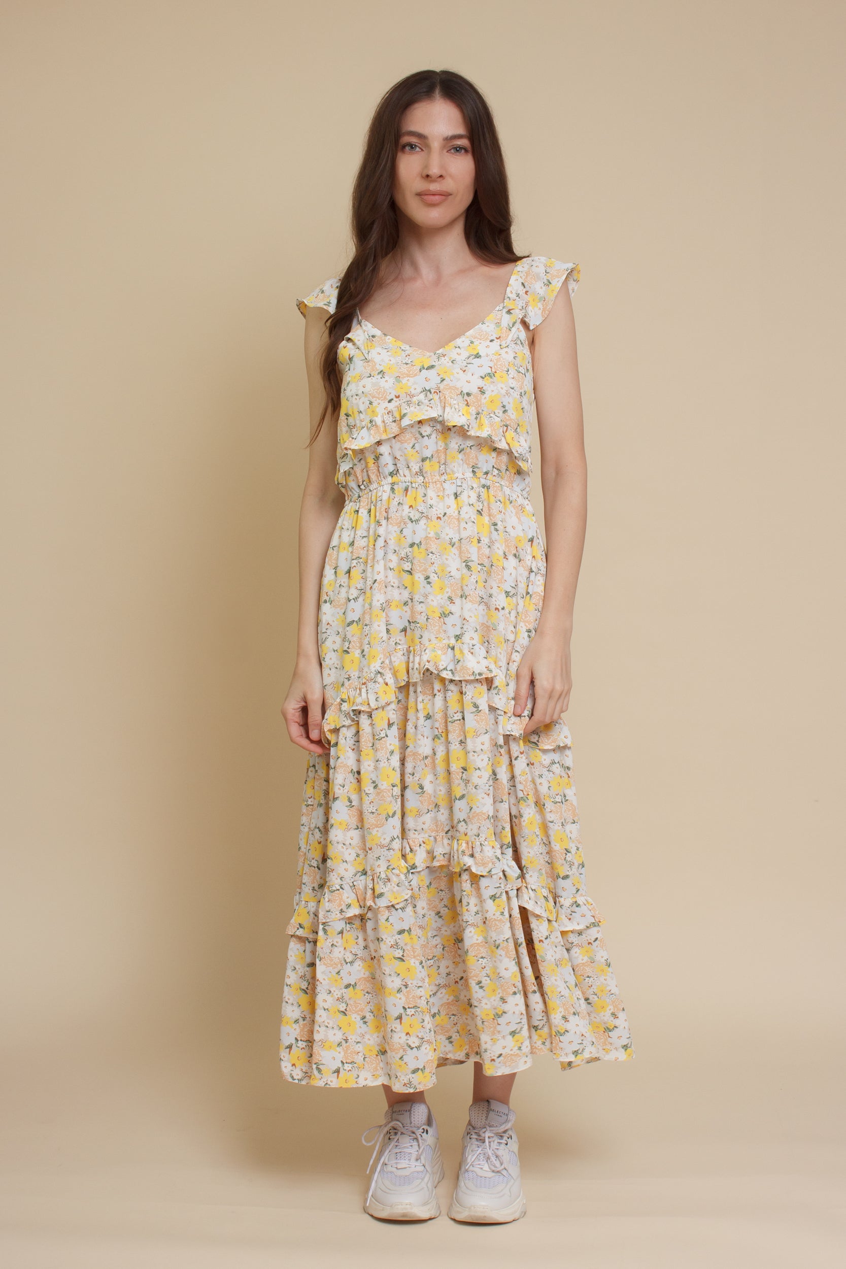 Calista Yellow Floral Dress Small Calista Yellow Floral Dress Small