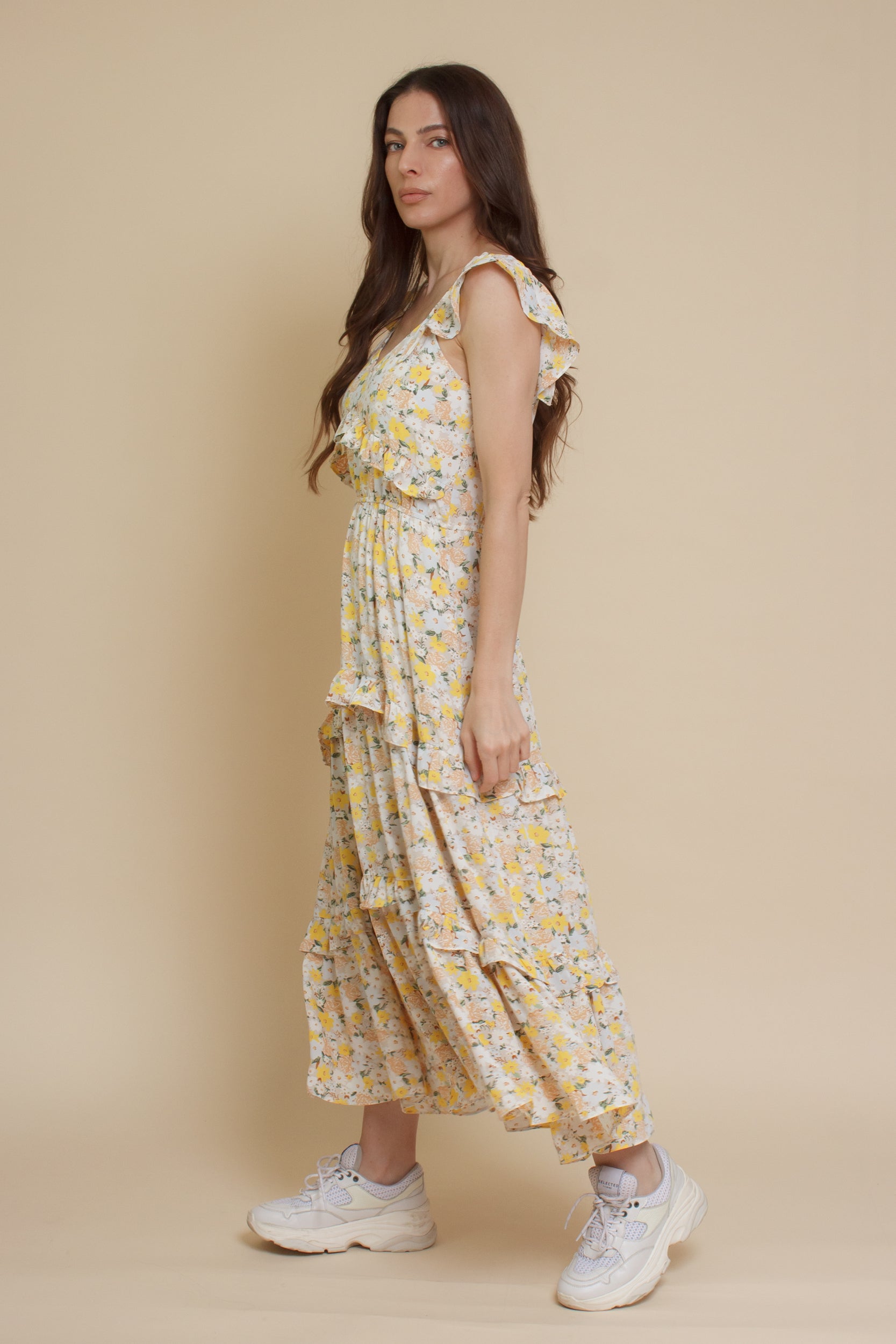 Calista Yellow Floral Dress small Calista Yellow Floral Dress small